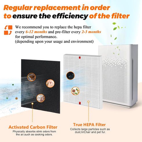 C545 H13 True HEPA Replacement Filter S by Blutoget-Fit for Winix C545 Air Purifier, 2 HEPA + 8 Carbon Filters