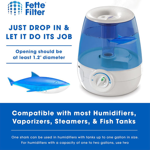 Fette Filter - Shark Shape Humidifier Cleaner, Demineralization Float for Most Humidifiers and Fish Tanks, Pack of 3