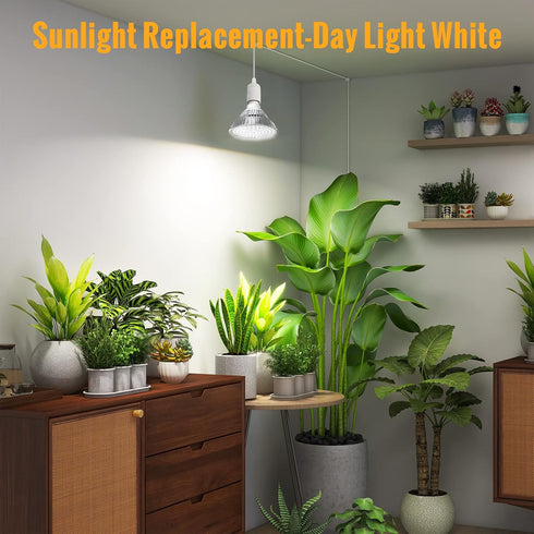 Bulbs, 25W 5000K, LED Grow Light Hanging Grow Lights for Indoor Plants, Height Adjustable Plant Light with Timer, Full