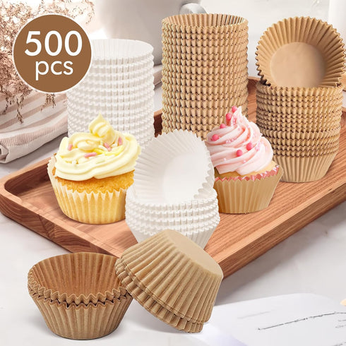500pcs Standard White Cupcake Liners, Food Grade Non-Stick Greaseproof Muffin Wrappers by Bake Choice