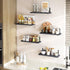 4.7 Inches (Set 5 Fixwal Wall Shelves, Width Black Floating Shelves for Wall, Rustic Wood Wall Storage Shelves