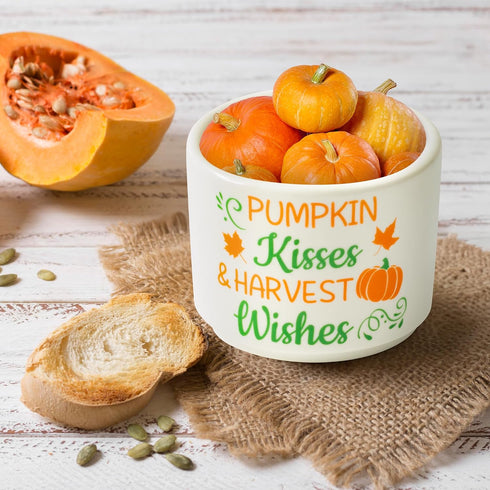 WATINC Fall Autumn Mini Ceramic Candy Dish, Pumpkin Maple Leaves Decor for Thanksgiving