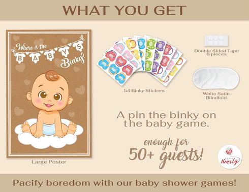 Dummy Party Hearty Funny Baby Shower Games for Boy, Pin The Pacifier on The Baby Game, Where is The Babys Binky, Pin