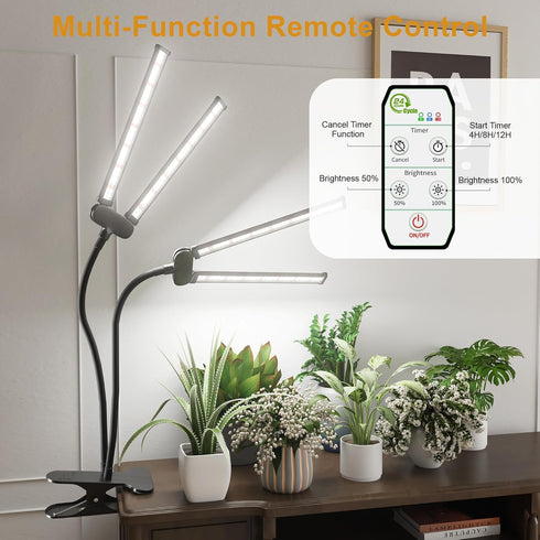 6000K Plants,Dimmable 4/8/12H,High Growth,2-Head Juhefa LED Grow Light,Super Bright White Full Spectrum Clip Plant