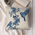 Chinoiserie Pillow Cover Blue Cherry Blossom and Birds Cotton Linen Decorative Throw Pillow Case Cushion Cover for