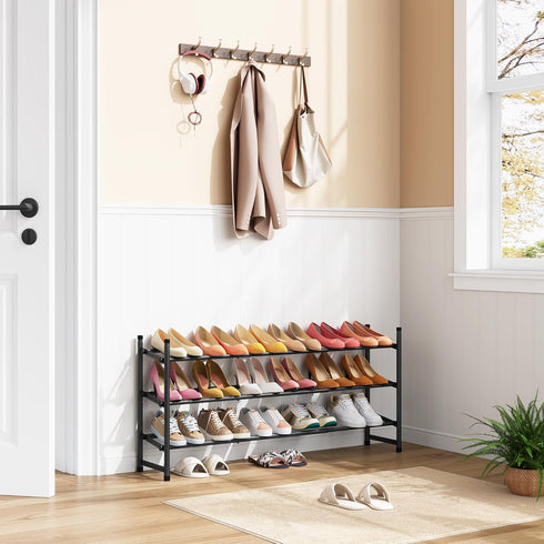 Closet 3 28-41Adjustable Closet, Tajsoon Expandable Shoe Rack for Tier, & Stackable Shoe Shelf Storage, Metal Shoe Rack