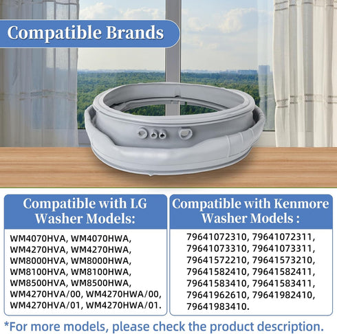 MDS47123608 Washer Door Boot Gasket Compatible with LG Kenmore WM4070HVA/HWA WM4270HWA WM8100HVA WM8500HVA