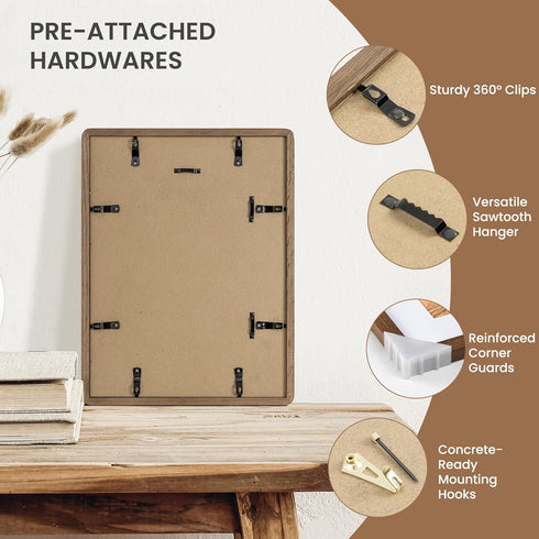 Dreamland 11x14 8x10, 11 14 Picture Frame with Mat for USA-Sourced Natural Oak Wood Photo Frames with Resistant