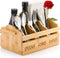 Yesland Silverware Holder Caddy, 4 Compartments Wooden Utensil Holder with Handle for Kitchen Countertop
