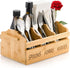 Yesland Silverware Holder Caddy, 4 Compartments Wooden Utensil Holder with Handle for Kitchen Countertop