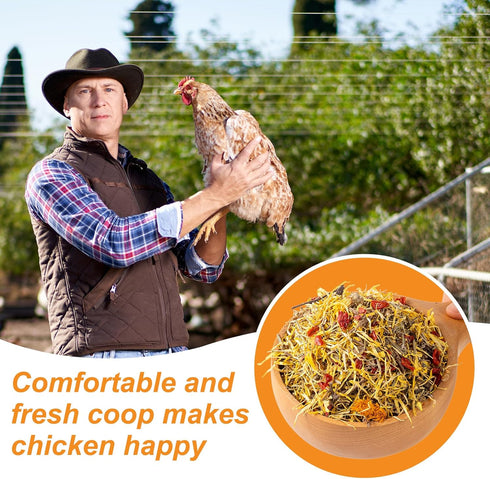 Vivaretio (17.6 OZ) Chicken Nesting Herbs and Flowers Chili Mix Supplement Coop Boxes Pads Roost Poultry House Feed