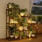 Bamworld Plant Stand Indoor with Flower Fairy Lights Battery Plant Shelf Wood