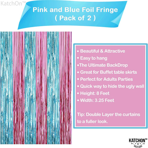 KatchOn XtraLarge Pink and Blue Streamers, 3.2 x 8 Ft, Pack of 2 for Gender Reveal Decorations