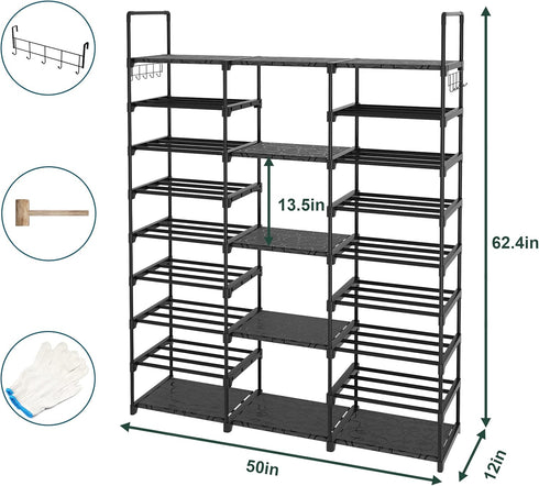 Caitlyn 9 50-55 Tiers Shoe Rack Storage Organizer Shoe Shelf Organizer for Entryway Holds Pairs Shoe and Boots