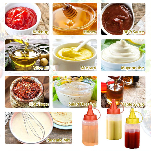 4 1 oz Samll Pieces Mini Ketchup and Mustard Bottles, Ketchup Bottle for Lunch Box Accessories, Tiny Condiment Squeeze