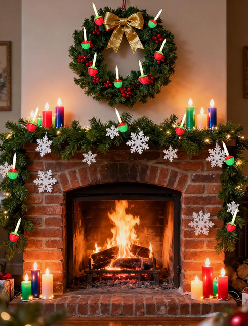 Hobbynors 15.5ft 15 Vintage Christmas Bubble Lights - Strand with Nostalgic Bubbling Candles, Warm White Glow & Green