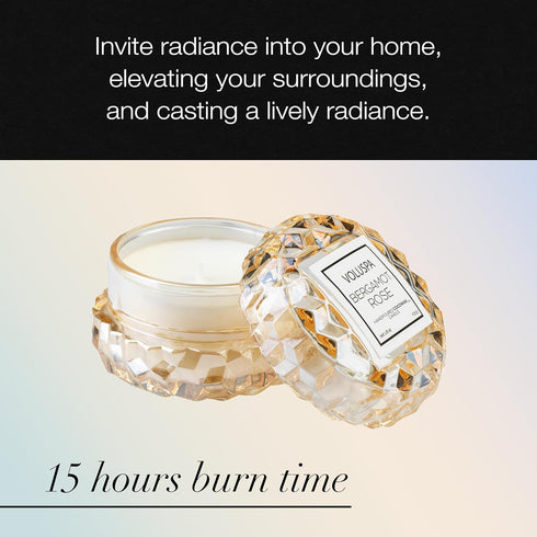 Voluspa Bergamot Rose, Macaron Candle, 1.8 oz, 15 Hour Burn Time, Coconut Wax for Clean Burning, Handcrafted in The USA