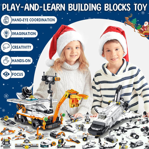 Asoulin 2025 24 Countdown 25-In-1 Set 6+ Advent Calendar Boys, Days STEM Space Explorer Rover & Space Shuttle Building