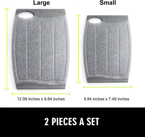 Kitchen Cutting Board 2 Pack Set with Multiple Juice Grooves! Non-Slip Plastic Cutting Board with Easy Grip Handle, BPA Free, Non-Porous, Dishwasher Safe (S + L)