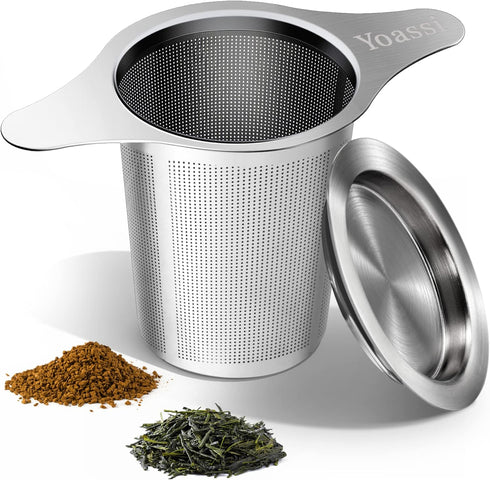Extra Fine 18/8 Stainless Steel Tea Infuser Mesh Strainer with Double Handles for Steeping Loose Leaf Tea
