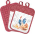 Pot Holders Set of 3 - Silicone Non Slip Heat Resistant Hot Pads, Cotton BBQ Grilling, Red Potholders