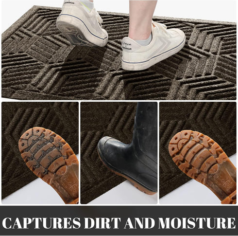 Yimobra Front Entrance Door Mat, All-Season Heavy Duty Outdoor Indoor Floor Mat, 29.5x17 Inch, Beige Brown