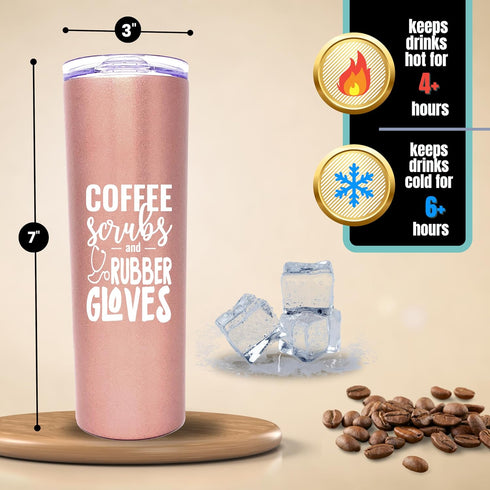 Brooke & Jess Designs Coffee Scrubs Nurse Gifts, Nurse Tumbler, Cups, Mug, Water Bottle for Medical Assistant