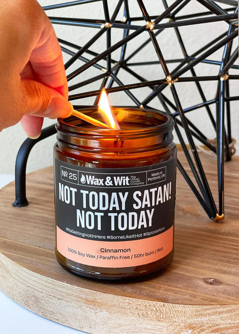 Wax & Wit Funny Soy Candle Gift for Women, Humorous Aromatherapy Soy Wax Candle, Cinnamon - 9oz