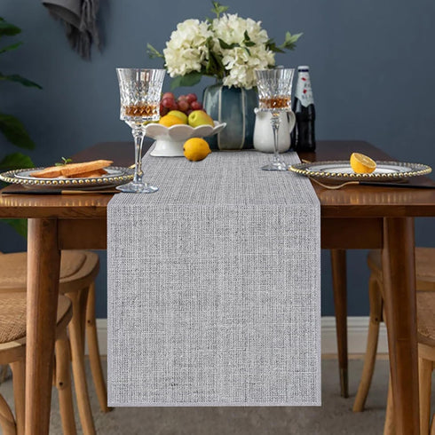 Grey Burlap Table Runners 2 Packs, 14"x72" Rustic Farmhouse Decor for Dining, Wedding, and Coffee Tables