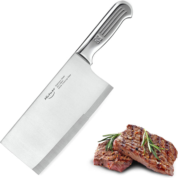 Meat Cleaver 7 inch Butcher Knife, Stainless Steel Chinese Chef Knife for Restaurants and Home