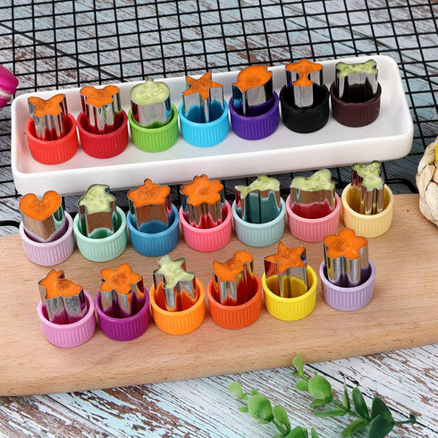 Vegetable Cutter Shape Set - Mini Cookie Cutters for Decorating Food, Children's Baking Accessories (20PCS+20Fork)