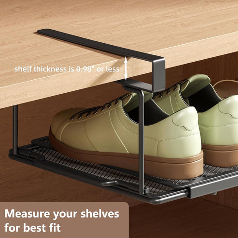 Sincereshe Closet(1-Pack) Expandable Under-Shelf Shoe Rack for - Adjustable Under Shelf Storage Organizer, No-Tool