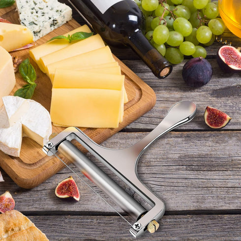 TOPULORS Wire Cheese Slicer, Stainless Steel Handheld Cheese Cutter for Mozzarella, Cheddar, Gruyere, with 1 Extra Wire