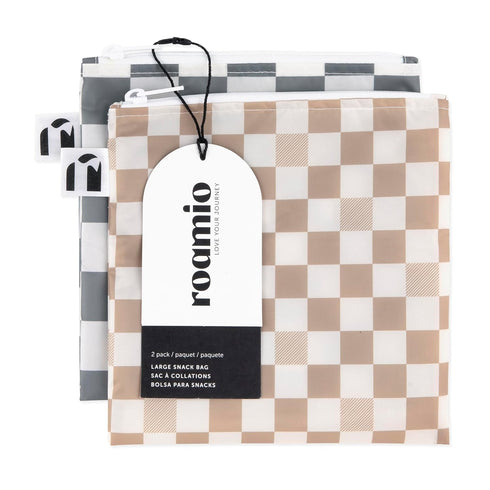 2-pk Bumkins Roamio Reusable Sandwich and Snack Bags, for Kids School Lunch and for Adults Portion, Washable Fabric