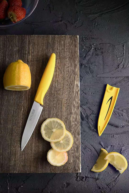 4PCS Paring Knife Set, 4 Inch Ultra Sharp Kitchen Knives with Knife Covers, German Steel, PP Plastic Handle