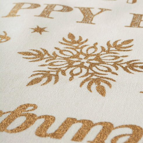 DII Gold Holiday Collage Christmas Table Runner, 14x72, Metallic Fabric Kitchen Décor