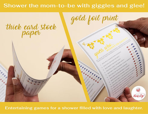 Party Hearty Baby Shower Games, 50 pcs Mommy or Daddy Guess Who Game, Fun Activity Cards