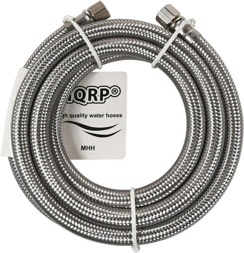 HQRP 2-Pack Universal Premium Braided Stainless Steel Refrigerators/Ice Makers Hoses, 6-Foot