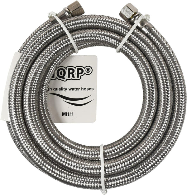 HQRP Universal Premium Braided Stainless Steel Refrigerator/Ice Maker Hose, 6-Foot Burst Proof Water Supply Line