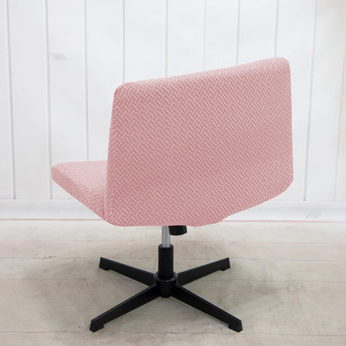 LiveGo Armless Chair Slipcover - Knitted Jacquard Cover for Modern Vanity Chair, Wide Seat Computer Task Chair (Pink)