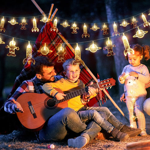 20 LED Children's Room LED String Light Astronaut Spaceship Rocket Pendants Holiday Party Lights Wall Window Nursery