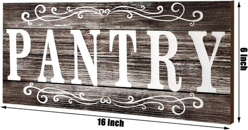 Rustic Farmhouse Pantry Sign Wall Decor, Wooden Hanging Art for Home Room Holiday Decoration, 16 x 6 Inches (Gray)