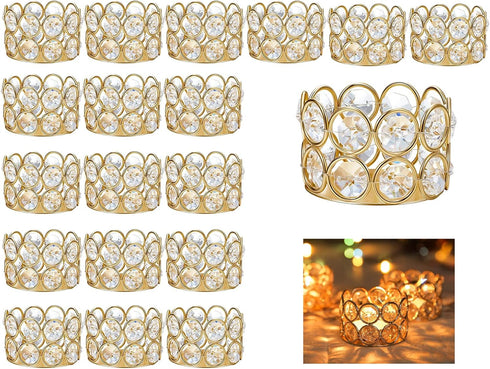 Pack of 20 Gold Crystal Tea Lamp Candlesticks Bowl Tealight Candle Holders