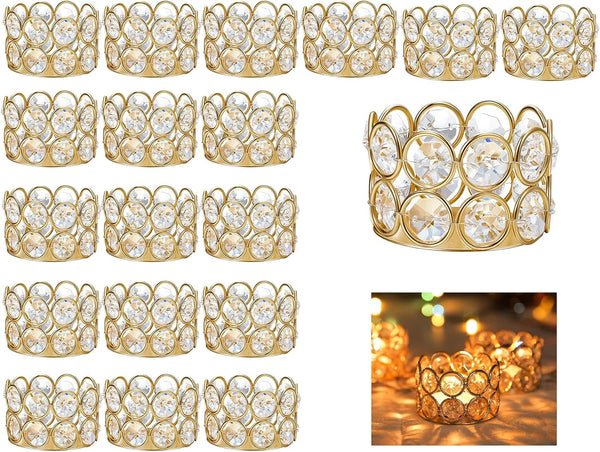 Pack of 20 Gold Crystal Tea Lamp Candlesticks Bowl Tealight Candle Holders
