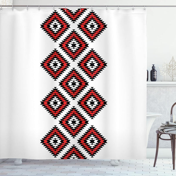 Ambesonne Tribal Shower Curtain, 69" W x 70" L, Native Design American Style Bathroom Decor Set