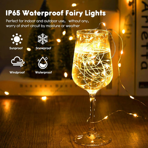 12 Pack 7ft 20 Minetom Fairy Lights Battery Operated String Lights - LED Waterproof Silver Wire Firefly Light