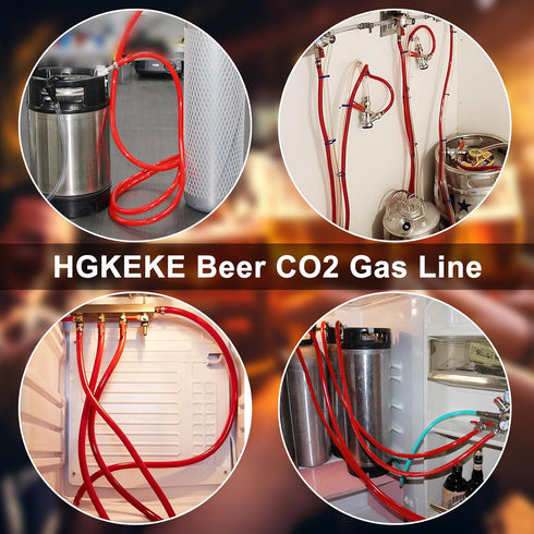 Beer CO2 Gas Line Kit - 10ft PVC Tubing Hose & 4PCS Stainless Steel Hose Clamps for 5/16’’ Barb Ball Lock