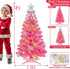 3 3D Star&44Ornaments, 8 50 Ft Pink Christmas Tree with Dual Color Change Lights Timer Remote, Modes Warm&Colorful