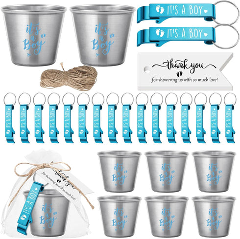 Vesici 25 Sets Baby Shower Favors for Guests 1.5 oz Stainless Steel