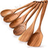 Wooden Spoon Sets - 6-Pcs Cooking Utensils - Smooth Finish Teak Wooden Spoons for Cooking - Non-Stick Wooden Utensils